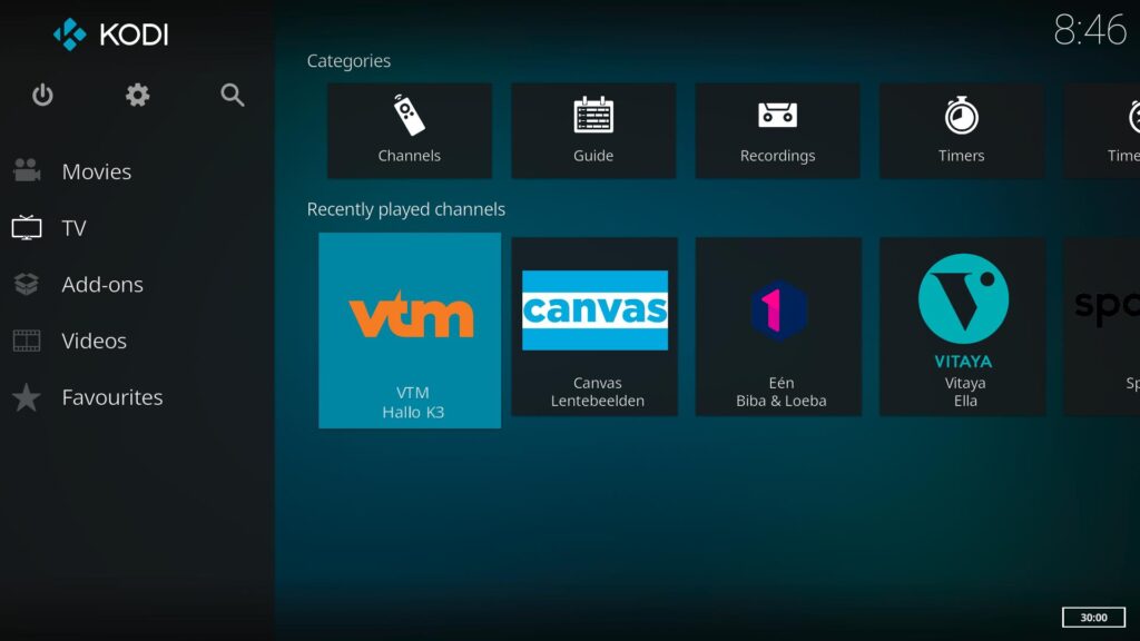 Kodi app interface